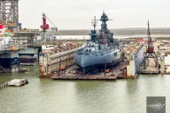 The-battleship-USS-Texas-BB-35-undergoing-restoration-work-in-dry-dock