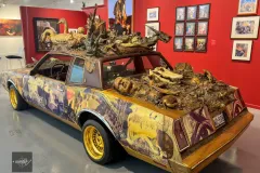 Unique sculpture art car with animal figures in Houston Art Car Museum Texas
