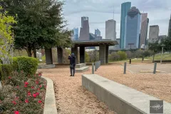 Houston skyline view from Buffalo Bayou Park Texas