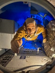 NASA astronaut model inside space module