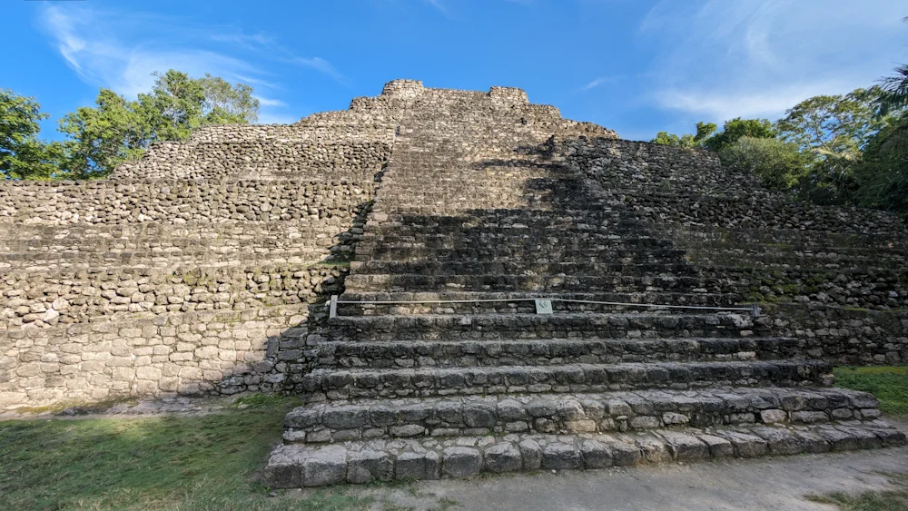 Panoramic view of Chacchoben ruins in Quintana Roo