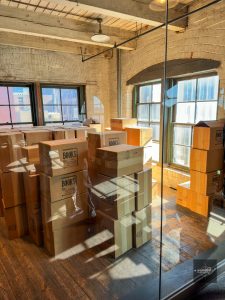 Reconstruction of book boxes at the sixth floor of Texas School Book Depository